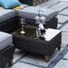 Grand Patio Outdoor Coffee Table Rattan Wicker Side Table Glass Top