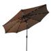 AZ Patio Heaters Solar Market Umbrella with LED Lights in Tan with Base