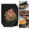 Duslogis 5 Pack Black Grill Mats for Outdoor Grill Heavy Duty BBQ Grilling Matt & Oven Liners Resuable Easy to Clean Works on Gas Charcoal Electric Grill Smoker Oven -15.75 x 13 Inch