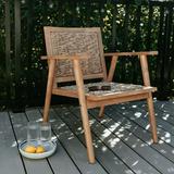 Sunny Days Lounge Chair Acacia Wood All Weather Faux Twisted Banana Wicker Arm Rests Accent Chair