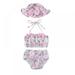 Infant Baby Girl Bikini Swimsuit Flower Print 3 Piece Bathing Suit Halter Top Bikini Bottoms Swimming Suit