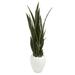 Nearly Natural 51 Sansevieria Artificial Plant in White Planter