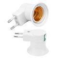 2Pcs E27 Lamp Socket Adapter with Switch PVC Screwâ€‘In Outlet Lamp Base EU Plug 220V