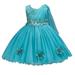 PRINxy Kids Girls Dress Toddler Girls Net Yarn Embroidery Flowers Mesh Birthday Party Gown Long Dresses Blue 5-6Years