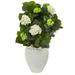 Nearly Natural 33 Hydrangea Artificial Plant in White Planter
