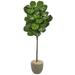 Nearly Natural 5.5 Fiddle Leaf Artificial Tree in Sand Stone Finish Planter