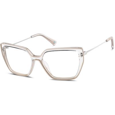 Zenni Women's Vintage Cat-Eye Glasses Cream Mixed Full Rim Frame