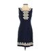 Lilly Pulitzer Casual Dress - Sheath Square Sleeveless: Blue Print Dresses - Women's Size 2