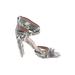 Qupid Heels: White Snake Print Shoes - Women's Size 6 - Open Toe