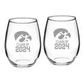 Iowa Hawkeyes Class of 2024 21oz. 2-Piece Stemless Wine Glass Set