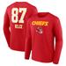 Men's Fanatics Branded Travis Kelce Red Kansas City Chiefs Team Wordmark Player Name & Number Long Sleeve T-Shirt