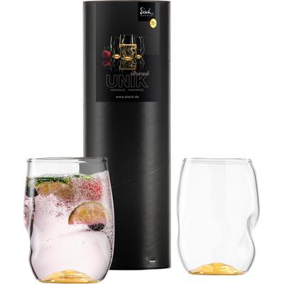 Becher EISCH GERMANY "UNIK", gold (trasparent, goldfarben), H:10cm Ø:7,5cm, Borosilikatglas, Trinkgefäße, Allroundbecher, veredelt mit Echtgold, 2-teilig, 300 ml Image