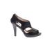 Sofft Heels: Slip On Chunky Heel Cocktail Black Print Shoes - Women's Size 7 1/2 - Peep Toe