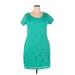 Tiana B. Casual Dress - Shift Scoop Neck Short sleeves: Green Print Dresses - Women's Size 2X-Large