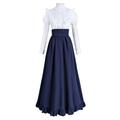 CR ROLECOS Victorian Dress Renaissance Costume Women Medieval Vintage Ball Gown, Navy, Medium