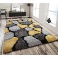 Home Republic Pebble Stepping 3D Stones Textured Carpet Yoga Fluffy Rug with Anti-Skid Backing Bedroom Living Dining Room (Ochre, 240 x 330cms)