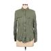 H&M Long Sleeve Button Down Shirt: Green Print Tops - Women's Size 8