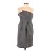 Rock & Republic Cocktail Dress - Sheath Strapless Sleeveless: Gray Dresses - Women's Size 10