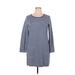 Max Studio Casual Dress - Shift Crew Neck 3/4 sleeves: Blue Stripes Dresses - Women's Size X-Large