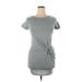 Rolla Coster Casual Dress - Bodycon Crew Neck Short sleeves: Gray Marled Dresses - Women's Size Large