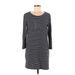 J.Crew Factory Store Casual Dress - Shift Scoop Neck 3/4 sleeves: Black Print Dresses - Women's Size Medium