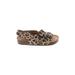 Old Navy Sandals: Slip-on Wedge Boho Chic Tan Leopard Print Shoes - Size 6-12 Month