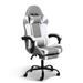 Latitude Run® Deantrei Recliner Gaming Office High Back Computer Ergonomic Adjustable Swivel Chair Faux in Gray/White | Wayfair