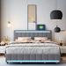Brayden Studio® Chavella Bed w/ LED Light & 4 Drawers Upholstered/Linen in Gray | 44.5 H x 62.6 W x 81.9 D in | Wayfair