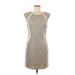 Lucy Paris Casual Dress - Sheath Scoop Neck Sleeveless: Tan Color Block Dresses - Women's Size Large