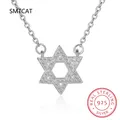 925 Sterling Silver Star of David Pendant Necklace Pave Setting CZ for Women Birthday Gift Fashion