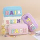 Women Girls Travel Corduroy Chenille Letters Patch Skincare Face Hair Stuff Makeup Cosmetic Bag for
