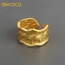 QMCOCO Neue Stil Vintage Silber Farbe Zerknitterte Konkaven Unregelmäßigkeit Breiten Ring Für Mann