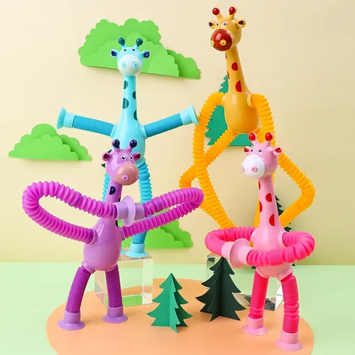 Kinder Saugnapf Giraffe Spielzeug Pop-up Rohr Teleskop Giraffe kreative Baby Puzzle Anti-Stress