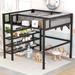 Metal Loft Bed with 4-Tier Shelves and Storage