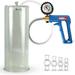 LeLuvÂ® Maxi Penis Pump w/ Blue Handle Clear Hose + Protected Gauge | 4 Constriction Rings | 12 x 4.50 Cylinder