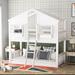 Twin over Twin House Bunk Bed with Roof , Window, Window Box, Door , with Safety Guardrails and Ladder