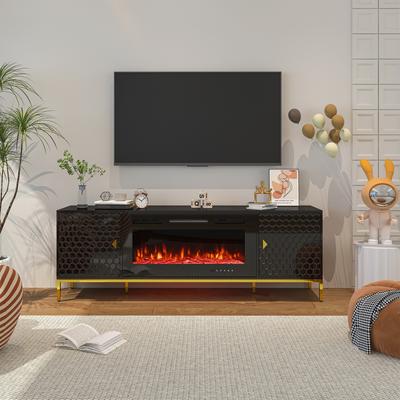 70" Wood Fireplace TV Stand with 36" Electric Fireplace