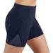 Wozhidaoke Yoga Pants Women High Waist Yoga Shorts with Side Pockets Workout Running Compression Athletic Biker Shorts Sweatpants Navy +L