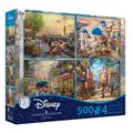 Ceaco - Thomas Kinkade - Disney - Mickey & Minnie Travel - Four 500 Piece Interlocking Jigsaw Puzzle