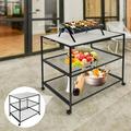 Outdoor Food Preparation Cart Storage Cabinet Rack Barbecue Grilling Grid Table