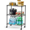 IRIS USA 3-Tier Steel Storage Rack with Removable Casters Rolling Adjustable with Metal Shelf Cart Black