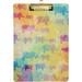 Dreamtimes Rainbow Gradient Elephant Clipboards Standard A4 Letter Size Nursing Clipboard with Low Profile Metal Clip Decorative Clip Board for Office Supplies Silver