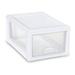 Clear Plastic Stackable Storage Drawer Container Box With White Frame (30 Pack)