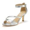 Sandalette LASCANA "Sommerschuh", Damen, Gr. 41, silber (silberfarben), Obermaterial: 100% Textilmaterial. Futter: 100% Lederimitat. Decksohle: 100% Lederimitat. Laufsohle: 100% Synthetik, unifarben, Reptilienprägung, feminin, Schuhe Sandalette...