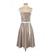 Scott McClintock Casual Dress - A-Line Strapless Sleeveless: Tan Dresses - Women's Size 4 Petite