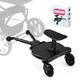 BugyKido Buggy Board with Seat, Universal Pram Standing Board for Children, Pram Accessory from 2-6 Years (25 kg), for Over 99% of Baby Carriages (Black Wheels)