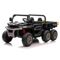 OutdoorToys 12V Electric 6-Wheel Ride On Tipper Truck with 4WD and Parental Remote Control (Black) | OutdoorToys | Rear Tipper, Shovel, Large Seat, Music Player, Suspension, Lights, Safety Belt