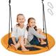 Maxmass Kids Nest Swing, Children Saucer Tree Swing with 118-173 cm Adjustable Hanging Ropes, Indoor Outdoor Flying Round Swing Seat for Backyard Garden Park Playground (Yellow)