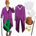 Foaincore 6 Pcs Halloween Costume for Adult Men Include Tailcoat Top Hat Scepter Gloves Bow Tie and Collar for Movie Cosplay (Medium)