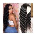 Wig Loose Deep Wave Lace Frontal Wig 13x4 Transparent Lace Front Wig 14-40 Inch Long Brazilian Human Hair Lace Wigs for Black Women, Natural Color Hair Replacement Wigs (Size : 180 density, Color :